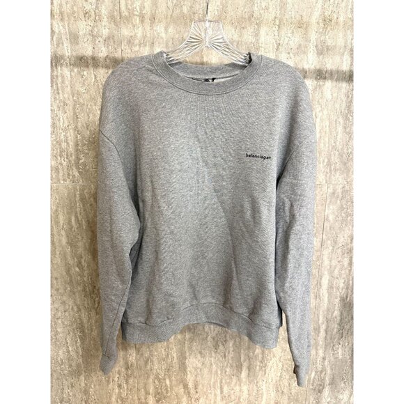 Balenciaga Gray Crewneck Sweatshirt M Unisex Cotton Casual Luxe - Picture 5 of 8